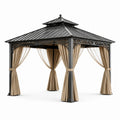 Pavillon en métal avec toit en acier galvanisé et rideaux 300x300x270 cm