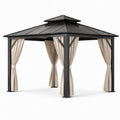 Pavillon en aluminium avec toit en acier galvanisé et rideaux beige