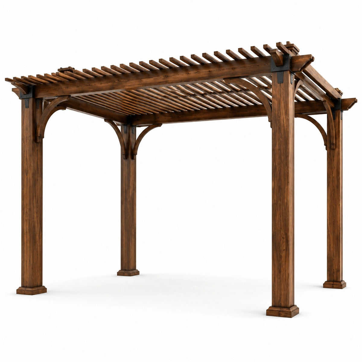 Pergola en bois d'acacia avec supports en acier 300x300x250 cm