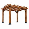 Pergola en bois de cèdre avec supports en acier galvanisé marron 300x300x240 cm