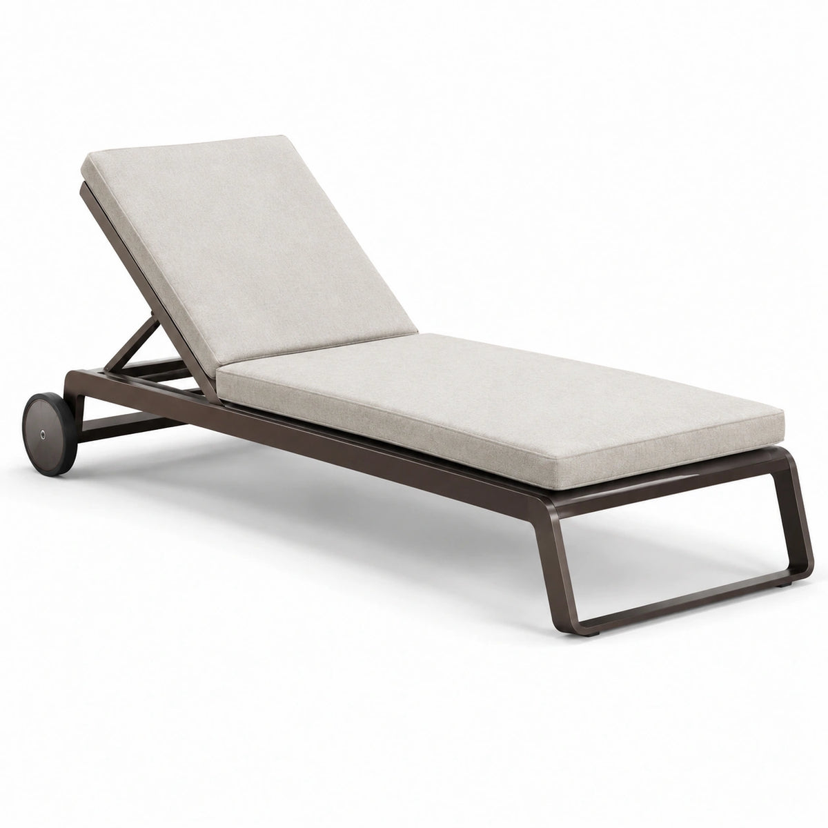 Chaise longue extérieure en aluminium avec coussin réglable gris