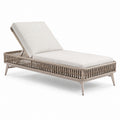 Chaise longue en aluminium et résine tissée avec coussin beige