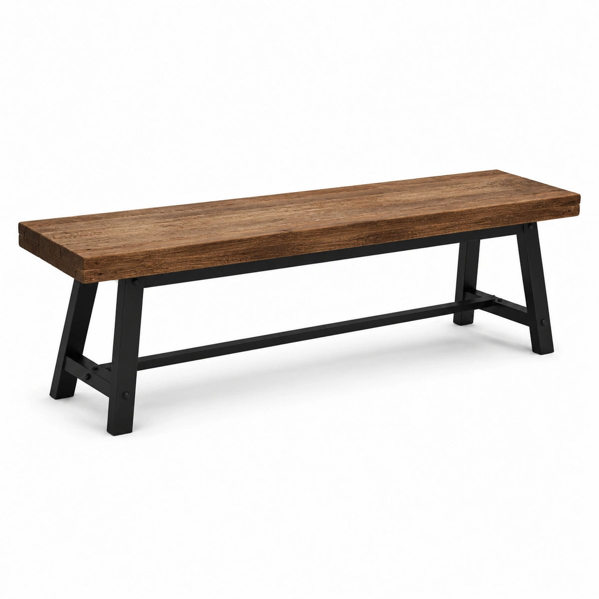 Banc en bois massif avec cadre en acier noir