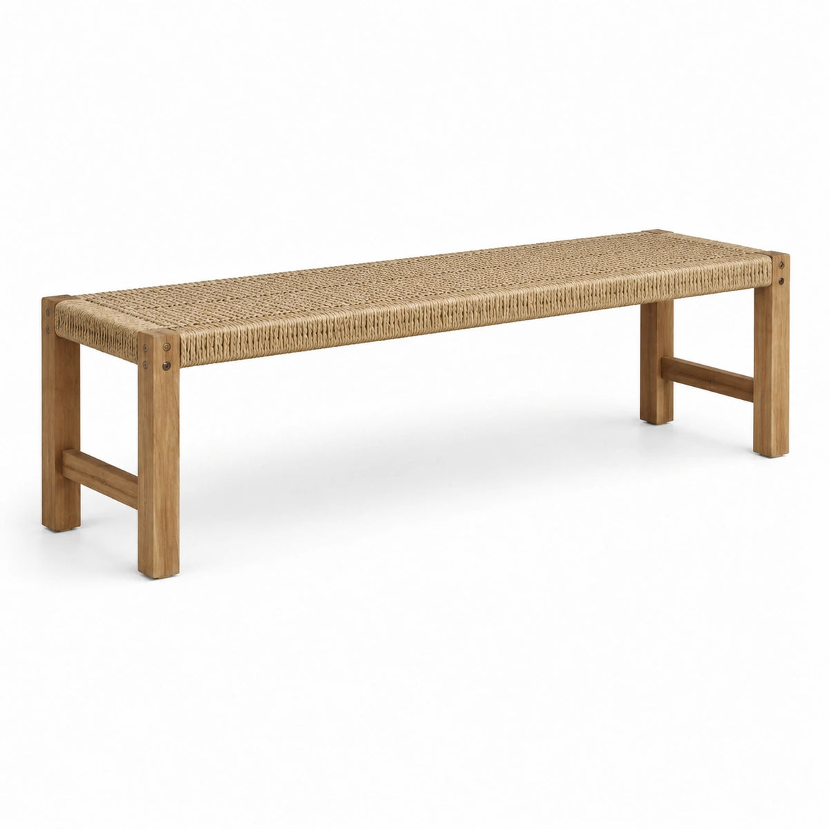 Banc en chêne et jonc de mer 160x40x45 cm