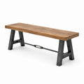 Banc en bois de chêne avec pieds en acier, 140 cm