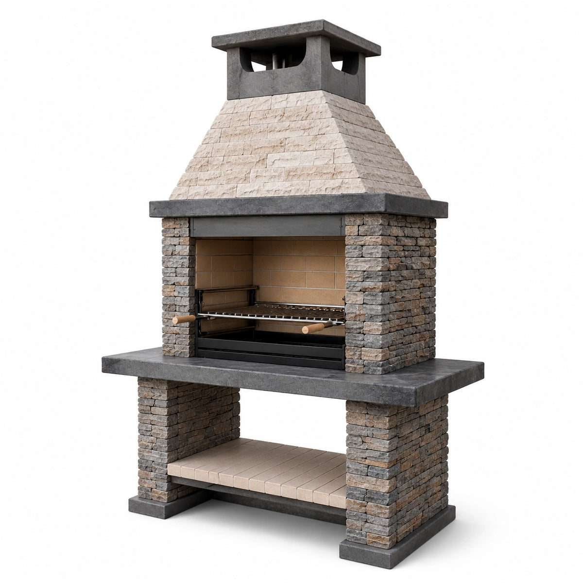 Barbecue en pierre avec grille en acier inoxydable 200x100x250 cm