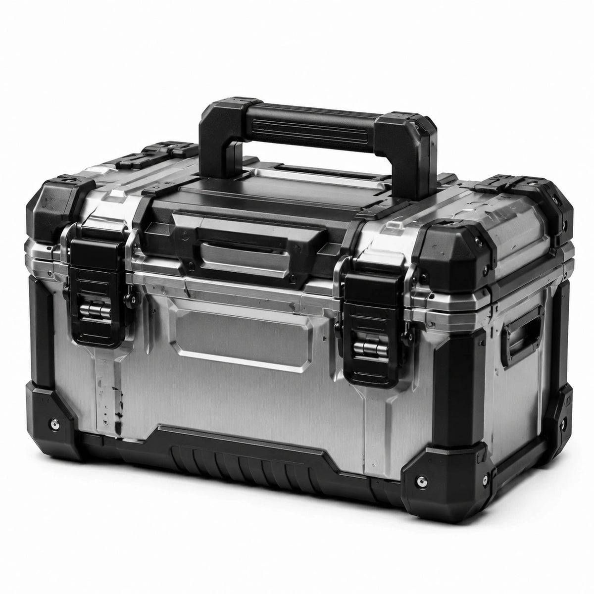Boîte à outils en aluminium avec coins renforcés en noir