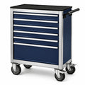 Chariot à outils en métal avec 6 tiroirs et roulettes bleu