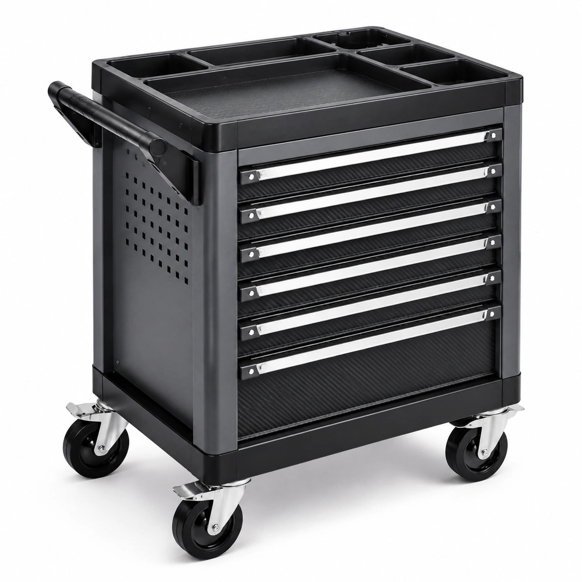 Chariot à outils en métal avec 6 tiroirs et roulettes noirs