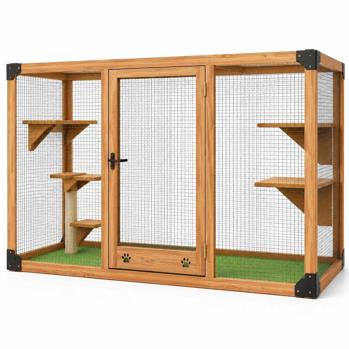 Enclos pour chat en bois de pin et acier galvanisé 200x100x150 cm