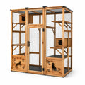 Enclos en bois de pin pour chats avec grillage en acier