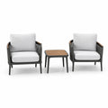 Ensemble bistro avec 2 fauteuils en aluminium, coussins en polyester, table en bois composite, noir/blanc
