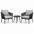 Ensemble de deux fauteuils en métal et corde polyester avec une table en métal
