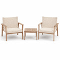 Ensemble mobilier de jardin en bois d'acacia et polyéthylène beige avec table basse